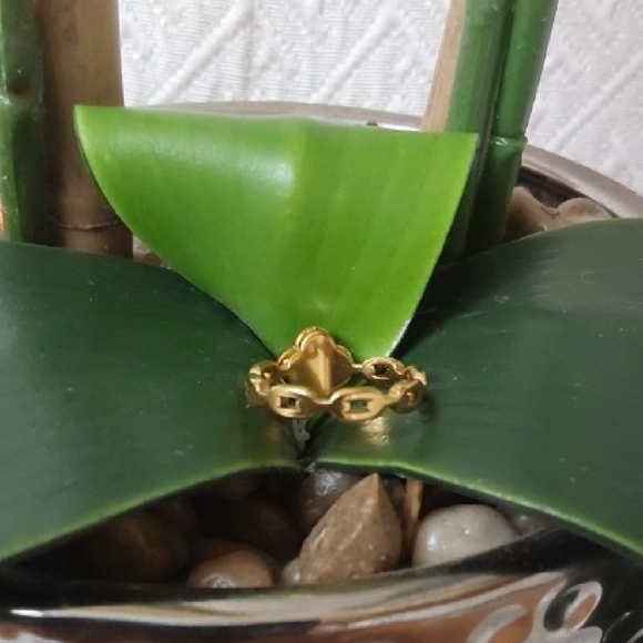 Elegant Black and Gold Clover Ring - Picture 4 of 5